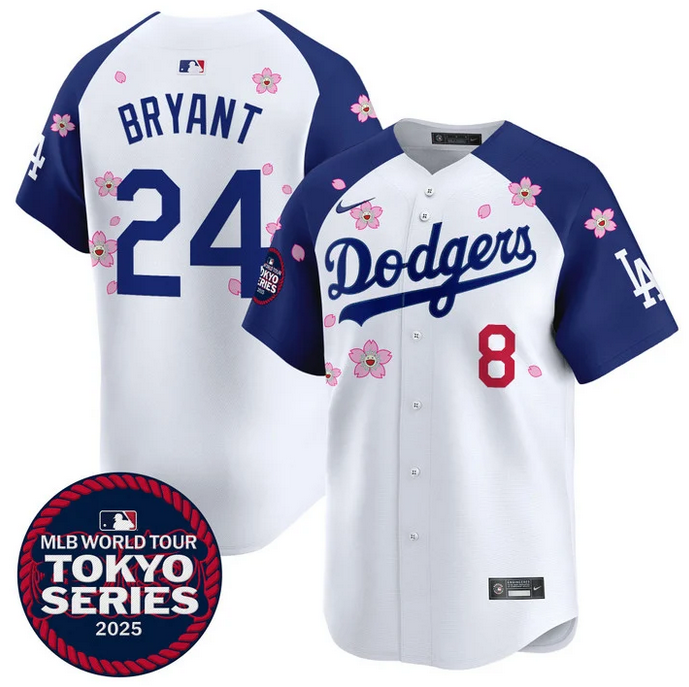 Men Los Angeles Dodgers #24 Bryant Tokyo Series 2025 white Limited Stitched Jersey style 2